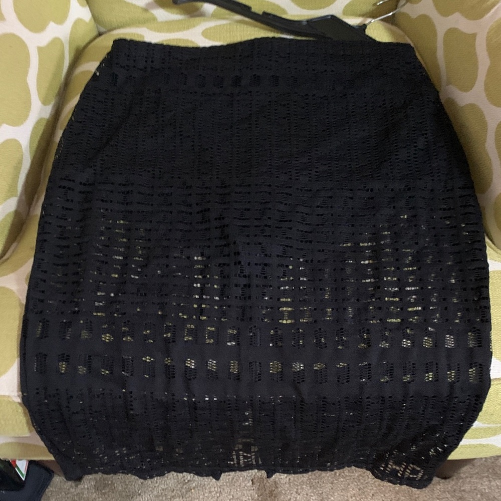 Express Black Textured Pencil Skirt